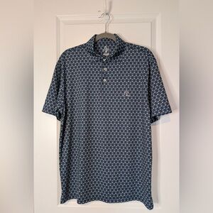 RHOBACK Men’s Performance Polo The Troopa Blue Golf Carts Palm Trees Size M